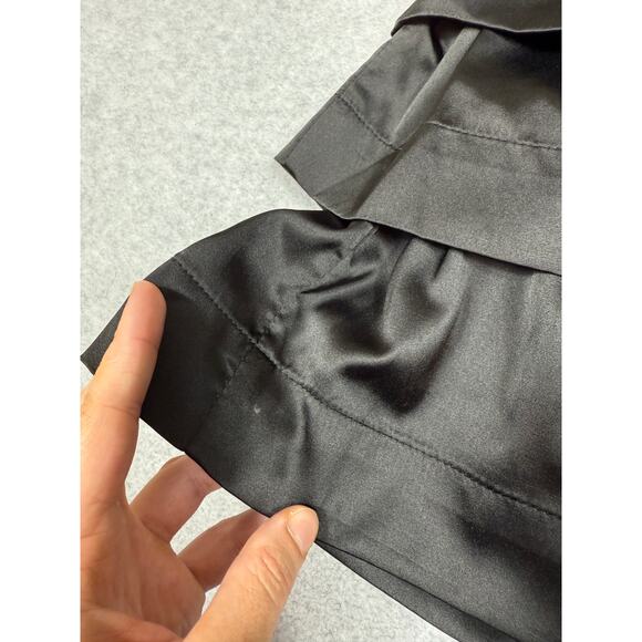 B Tru Womens Size S Black Satin Ruffle Mini Dress - Picture 6 of 6